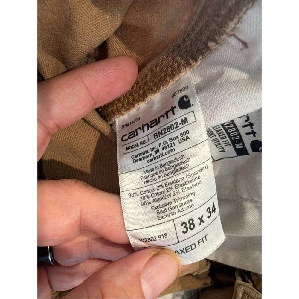 Carhartt 102802 Double Knee Carpenter Pants Mens 38x34 Brown Duck Utility Work‎